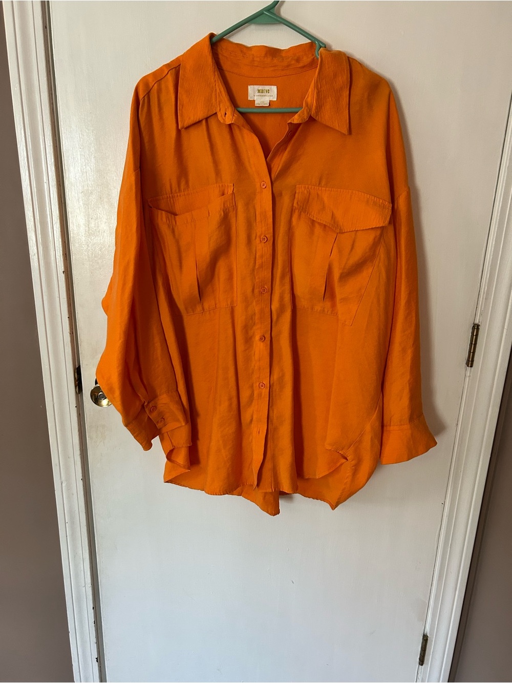Anthropologie Maeve Orange Button-Front Blouse large